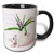 3dRose mug_50961_4inchDelicate Butterfly n Flower In Vase With Happy Messageinch Two Tone Black Mug 11 oz Multicolor