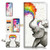 ( For iPhone X ) Flip Wallet Case Cover & Screen Protector Bundle! A3957 Elephant Rainbow