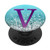 Lilac Purple Initial Letter V On Silver Light Blue PopSockets PopGrip Swappable Grip for Phones  and  Tablets