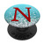 Red Initial Letter N On Silver Light Blue PopSockets PopGrip Swappable Grip for Phones  and  Tablets