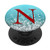 Red Initial Letter N On Silver Light Blue PopSockets PopGrip Swappable Grip for Phones  and  Tablets
