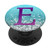 Lilac Purple Initial Letter E On Silver Light Blue PopSockets PopGrip Swappable Grip for Phones  and  Tablets