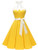 Dressystar Vintage Polka Dot Retro Cocktail Prom Dresses 50s 60s Rockabilly Bandage Solid Yellow XXL