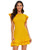 Floerns Womens V Back Inslace Layered Ruffle Hem Flutter Sleeve Dress Yellow M