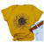 Women Short Sleeve Sunflower T-Shirt Cute Funny Graphic Tee Teen Girls Casual Shirt Tops S Yellow