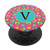 Cute Red Turquoise Color Heart Monogram Initial Letter V PopSockets Grip and Stand for Phones and Tablets
