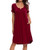 NP Womens Nightgowns Short Sleeve Night Shirt for Sleeping Comfy Sleepwear Gown Wine RedL