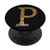 Yellow Leopard Pattern letter P Phone Grip On Black PopSockets PopGrip Swappable Grip for Phones  and  Tablets