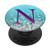 Lilac Purple Initial Letter N On Silver Light Blue PopSockets PopGrip Swappable Grip for Phones  and  Tablets