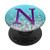 Lilac Purple Initial Letter N On Silver Light Blue PopSockets PopGrip Swappable Grip for Phones  and  Tablets