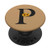 Tan Monogram Letter P Yellow Sunflower Floral Black PopSockets PopGrip Swappable Grip for Phones  and  Tablets