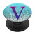 Purple Blue Initial Letter V On Silver Light Blue PopSockets PopGrip Swappable Grip for Phones  and  Tablets