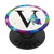 Letter V Initial Teal Butterfly Monogram PopSockets PopGrip Swappable Grip for Phones  and  Tablets
