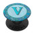 Letter V Initial Monogram Floral Leaves Teal Blue Pattern PopSockets Grip and Stand for Phones and Tablets