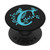 Black Teal Blue Monogram Letter C Initial Butterfly PopSockets PopGrip Swappable Grip for Phones  and  Tablets