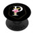 Letter P Monogram Initial Name Pink Floral on Black PopSockets Grip and Stand for Phones and Tablets