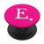 White Initial Letter E heart Monogram on Hot Pink PopSockets PopGrip Swappable Grip for Phones  and  Tablets