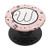 Letter W Initial Monogram Floral Modern Pink Black Pattern PopSockets Grip and Stand for Phones and Tablets