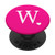 White Initial Letter W heart Monogram on Hot Pink PopSockets Grip and Stand for Phones and Tablets