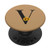 Tan Monogram Letter V Yellow Sunflower Floral Black PopSockets PopGrip Swappable Grip for Phones  and  Tablets