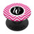 Letter W Monogram Name Initial Pink Chevron Pattern Graphic PopSockets Grip and Stand for Phones and Tablets