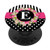 Polka Dots Stripes Pink Roses Monogram - Initial Letter E PopSockets Grip and Stand for Phones and Tablets