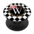 Checkered Floral Monogram Letter W Initial Pink Rose Wreath PopSockets Grip and Stand for Phones and Tablets