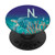 Teal Blue Green Gradient Turtle Monogram Initial Letter N PopSockets Grip and Stand for Phones and Tablets