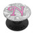 Letter N Initial Monogram Pink Swirl Gray Cute Cursive PopSockets Grip and Stand for Phones and Tablets