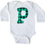 inktastic Teal Plaid Initial P Long Sleeve Creeper 6 Months White 3cc05