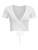 SheIn Womens Wrap Tie Front T-Shirt Short Sleeve Deep V-Neck Tee Crop Top White Medium