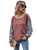 Romwe Womens Waffle Knit Shirts Snakeskin Print Lantern Long Sleeve Tops Tee Redwood M
