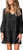 MISSLOOK Womens Long Sleeve Tunic Dress V Neck Ruffle Loose Mini Dress Swing Shift Dresses Black-White Large