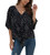 VIISHOW Womens Tie Front Loose Short Sleeve V Neck Floral Blouses Chiffon Tops Summer Shirts BlackXX-Large