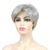 Wiginway Short Curly Silver Gray Full Synthetic Wigs with Bangs Natural Looking Hair