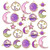 24 Pcs Assorted Gold Plated Enamel Cat Moon Star Celestial Charm Pendant DIY for Earrings Necklace Bracelet Jewelry Making and Crafting M582-Purple