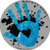 Safety Spot Magnet - Kids Handprint for Car Parking Lot Safety - Gray Background with Splat Blue