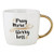 Pray More Worry Less Flourish 14 Ounce Ceramic Coffee Mug with Goldtone Handle