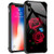 iPhone Xs Max Case, Butterfly on red Roses Tempered Glass iPhone Xs MAX Cases for Girls Women, Pattern Design Shockproof Anti-Scratch Case for Apple iPhone Xs MAX
