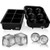 glacio Ice Cube Trays Silicone Combo Mold - Set of 2, Sphere Ice Ball Maker with Lid & Large Square Molds, Reusable and BPA Free