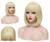 PATTNIUM Short Blonde Bob Wig with Bangs for Women Rose Net Synthetic Wig Cosplay Halloween Party Wigs Blonde
