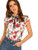 WDIRARA Women's Fashion Tie Neck Floral Print Cap Sleeve Frill Blouse Top Multicolor L