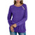 OutTop Women Fall Winter T Shirt Casual Long Sleeve Solid Patchwork Button Crewneck Tees Comfy Pullover Blouse Top Tunic Violet, XL