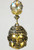 Large Golden Metal Buddha Face with Faceted Amber Glass Ceiling Fan Pull Chain - Lamp/Light Pull