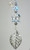 Openwork Silvery Leaf with Crystal Clear Faceted Glass Ceiling Fan Pull / Light Pull Chain