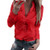 Womens V Neck Striped Long Sleeve Blouses Button Down Tops Casual Work Shirt Red