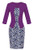 YMING Womens Work Dress Knee Length Bodycon Dress 3/4 Sleeve Office Dress Purple XL