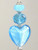 Turquoise Blue Glass Heart with Silvery Accents Ceiling Fan Pull Chain
