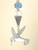 Large Silvery Hummingbird with Palest Blue Faceted Glass Ceiling Fan Pull Chain