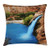 Ambesonne Waterfall Throw Pillow Cushion Cover, Waterfall Cliff Vibrant Colors in Sunny Summer Day Wild Nature Image, Decorative Square Accent Pillow Case, 16inch  X 16inch , Pale Brown Green Blue
